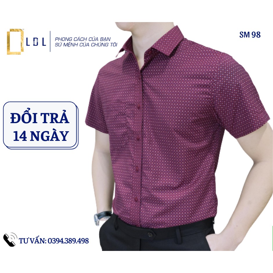 Áo sơ mi nam tay ngắn công sở LDL họa tiết chấm bi, chất liệu bamboo, mền , mịn thoáng mát, không nhăn | BigBuy360 - bigbuy360.vn