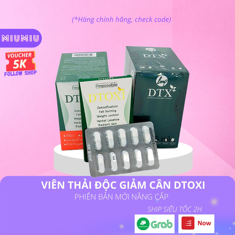 Dtoxi - Thải Độc Giảm Cân Mẫu Mới Xanh đậm (vỉ 10 viên)