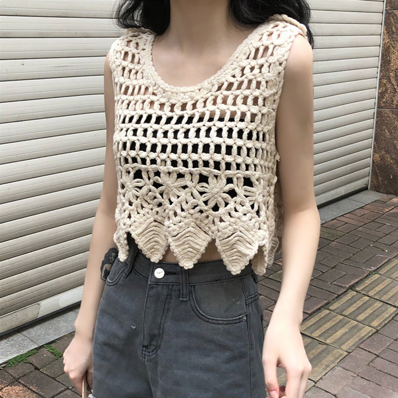 Áo Hai Dây Dệt Kim Dáng Ngắn Siêu Nhẹ Phong Cách Boho Thời Trang Mùa Hè Cho Nữ