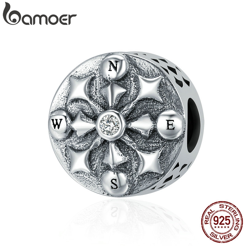 BAMOER Hạt Charm Bạc 925 100% Hình La Bàn