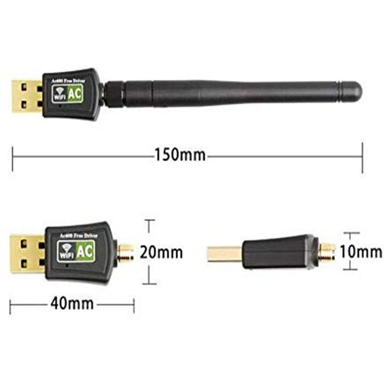USB thu sóng wifi băng tần kép 2.4G / 5G 802.11AC 600Mbps, có anten, làm điểm phát sóng wifi 5G - Bảo hành 3 tháng