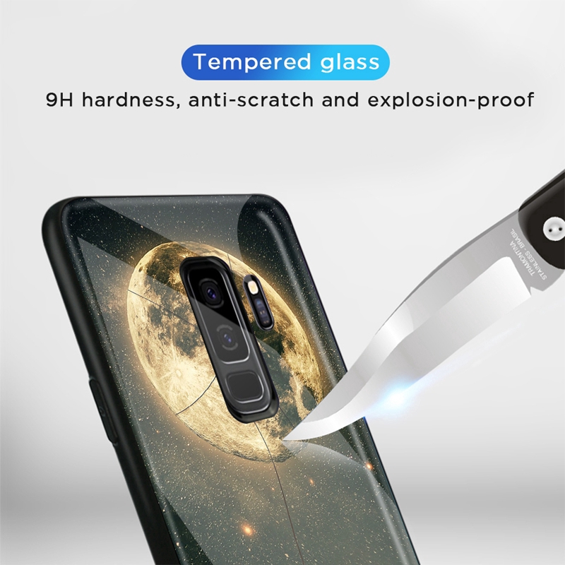 Ốp điện thoại kính cường lực in họa tiết xinh xắn cho Samsung Galaxy S8 S9 S10 Plus Note 8 S10e Note 9