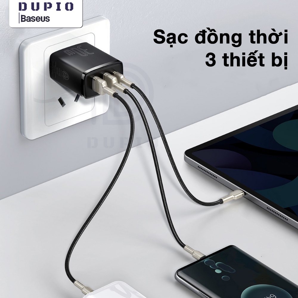 Củ sạc nhanh 30w DUPIO Baseus CS01 usb type-c nhiều ngõ ra công suất cao