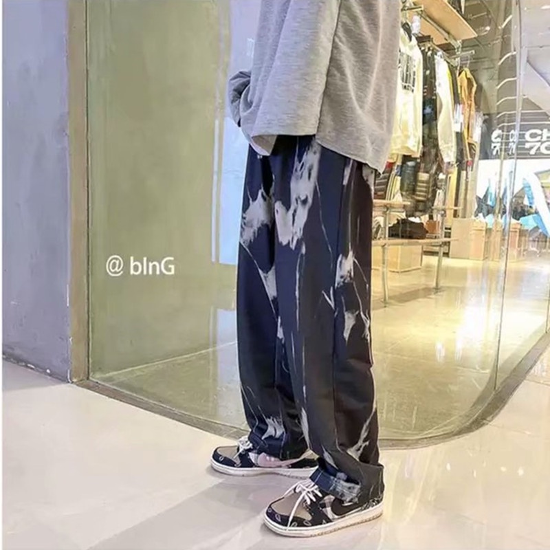 Quần ống rộng in họa tiết thời trang độc đáo phong cách Hàn Quốc cho nam