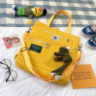 Korean version one-shoulder all-fit female multi-function canvas tote bag large capacity student backpack