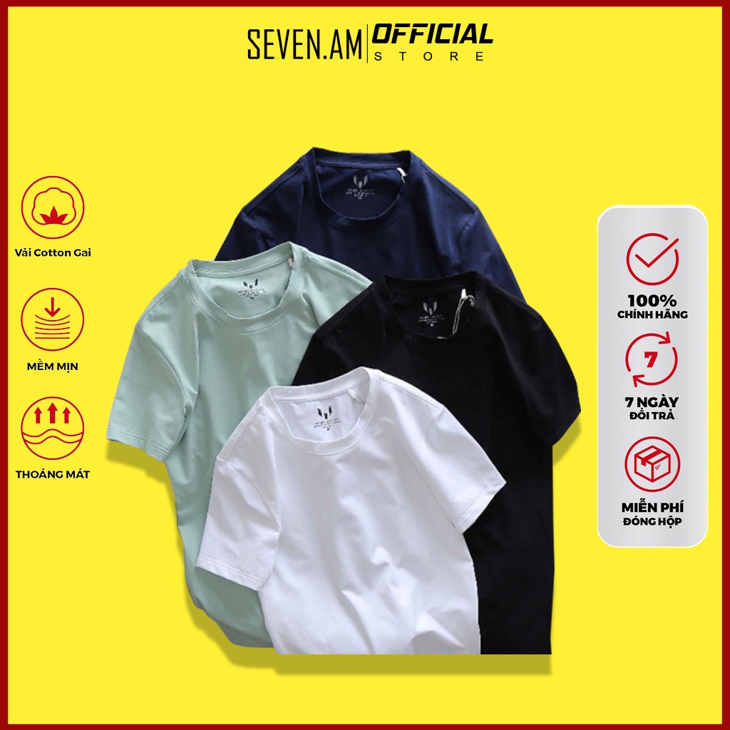 Áo Phông Nam Nữ Cổ Tròn, Áo Phông Trơn, Tay Ngắn Vải Cotton Cao Cấp Basic Tee - SEVEN.AM OFFICIAL STORE
