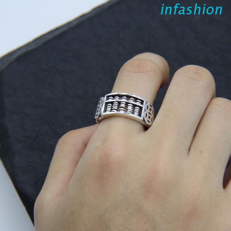 Nhẫn Thời Trang In Hình Bàn Tính May Mắn Cổ Điển Có Thể Điều Chỉnh Cho Nam Và Nữ