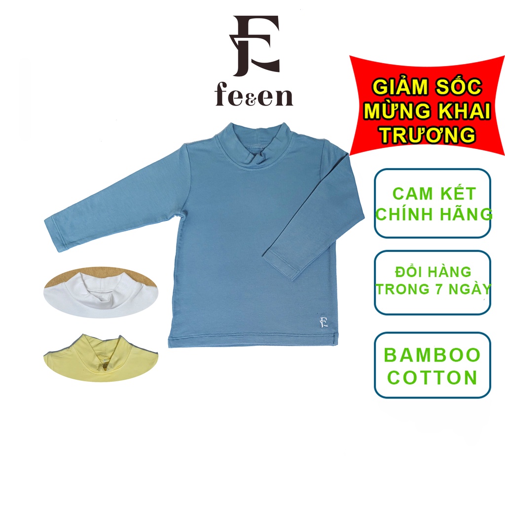 Áo giữ nhiệt cổ cao cho bé Fe&en, áo dài tay cho bé gái và bé trai từ 1 đến 4 tuổi bamboo cotton