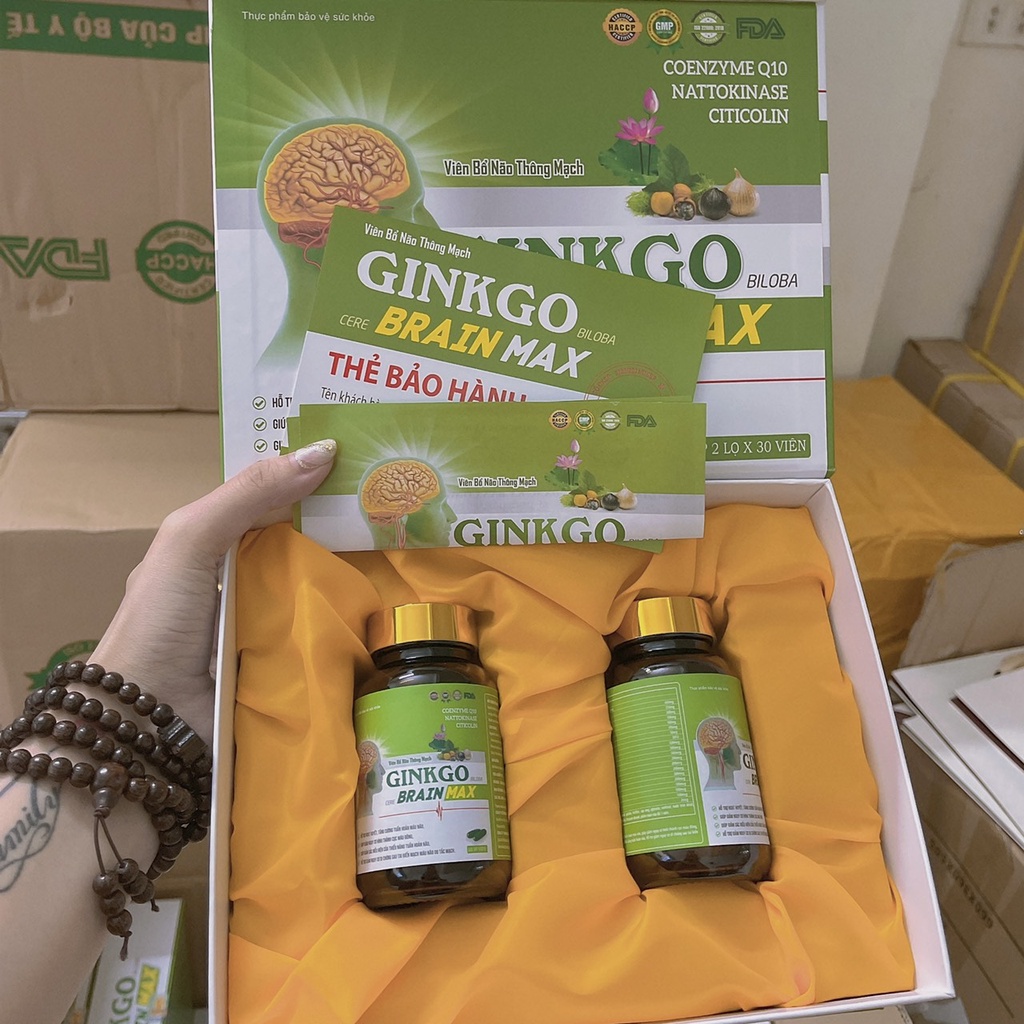 Viên Bổ Não GINKGO Biloba Brain Max Sét 2 Lọ x 30 viên