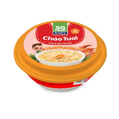 Combo cháo tươi Baby Sài Gòn Food (Cua gấc - Ếch - Gà thảo mộc - Sò điệp)x 4 chén