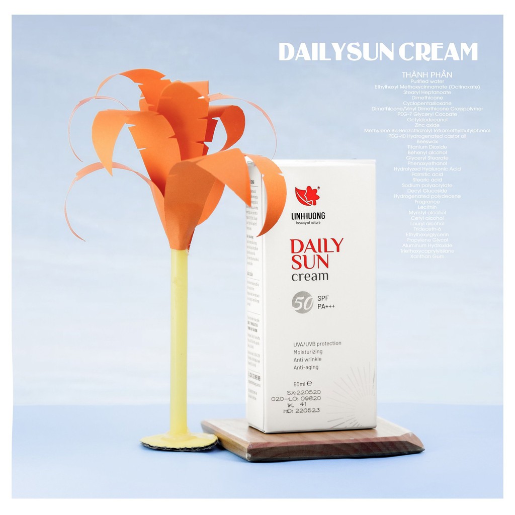 Kem chống nắng Linh Hương Daily Sun Cream SPF50 PA+++ chống lại tia UVA, UVB, dưỡng da, chống nám da, chống sạm da 50ml
