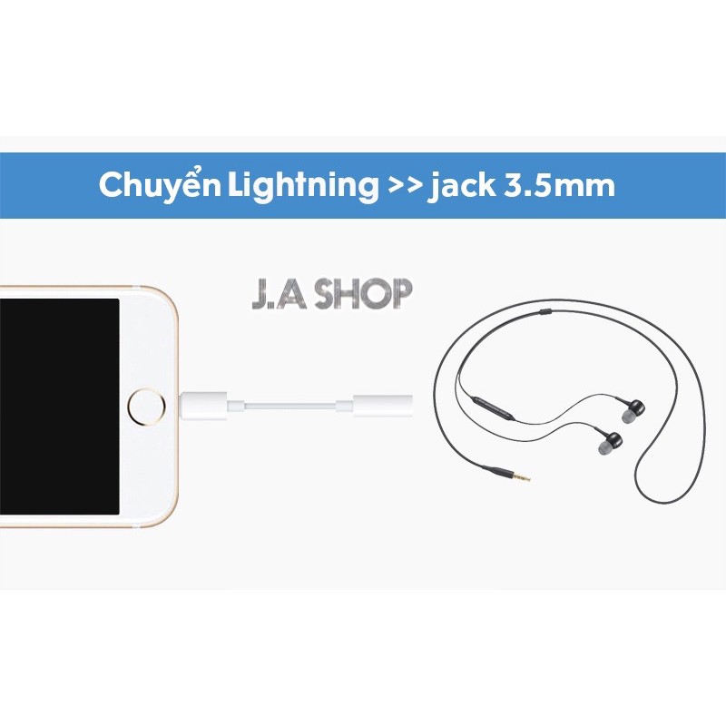 (Chính Hãng) Jack/Cáp Chuyển Đổi Tai Nghe Lightning qua 3.5mm Cho iPhone Hàng Chuẩn Không Bị Giảm Chất Lượng Âm Thanh