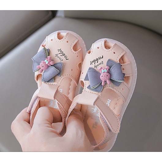 Quảng Châu loại 1_Sandal _Dép  tập đi bé gái  Nơ Thỏ  xinh xắn