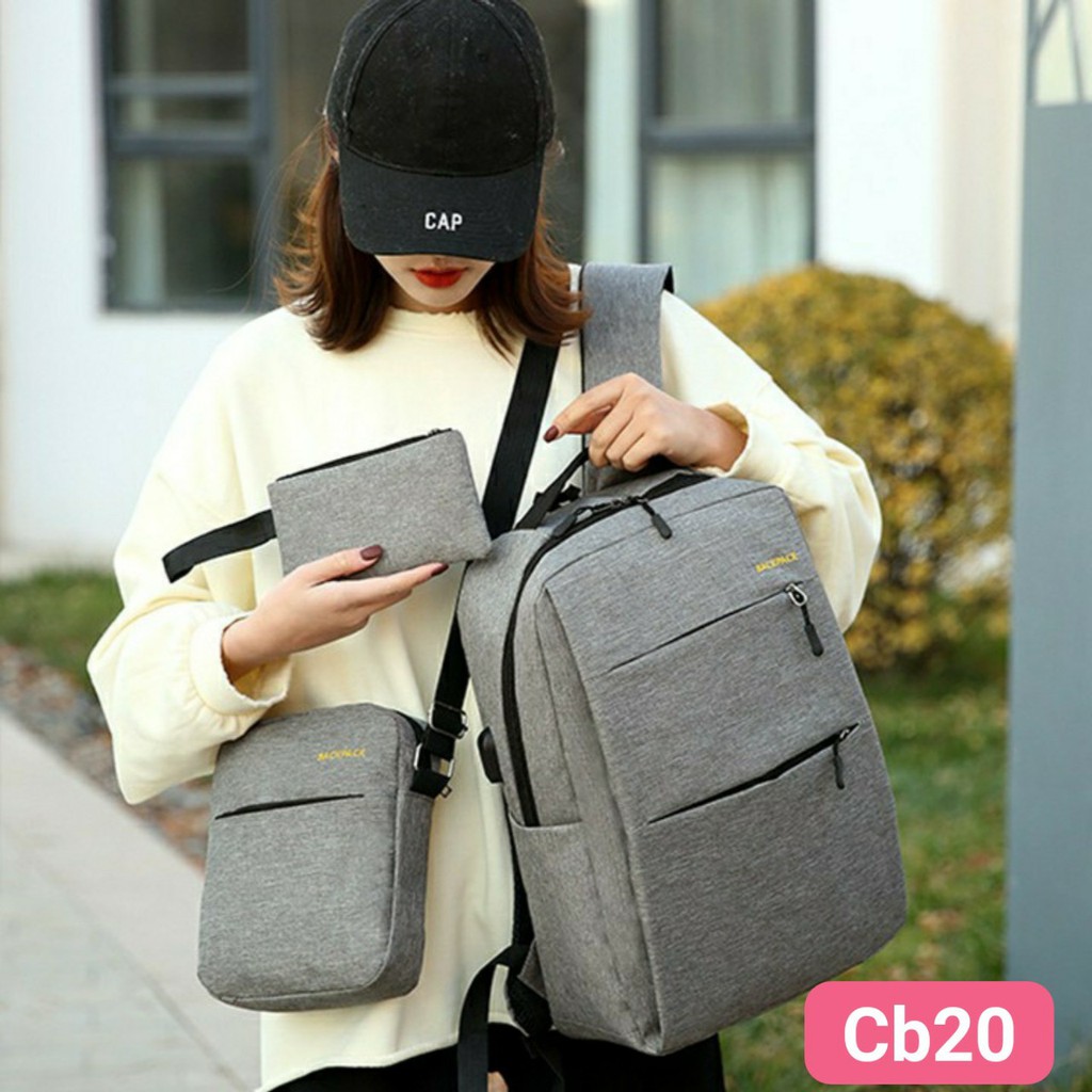 COMBO 3 MÓN- BALO NAM NỮ BACKPACKMÃ CB20