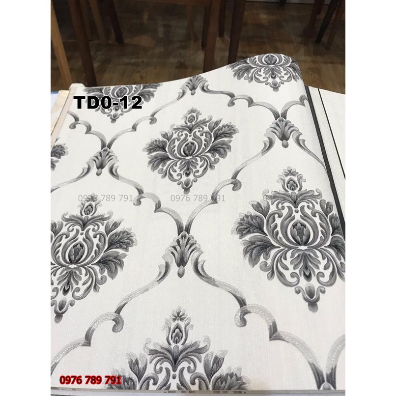 Giấy Dán Tường Hoa Văn Cổ Điển Châu Âu Màu Vàng Đẹp Cho Phòng Ngủ, Phòng Khách, Lụa Keo Dùng Ngoài, Khổ 10m x 53 cm