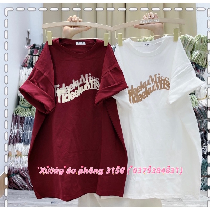 Áo phông cotton khô 3158 áo thun tay lỡ form rộng chữ miss