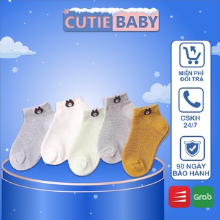 Set 5 tất vớ chân cho bé sơ sinh, bé trai, bé gái - Tất lưới cho bé từ 3 tháng đến 3 tuổi - Tất em bé thuê hình gấu