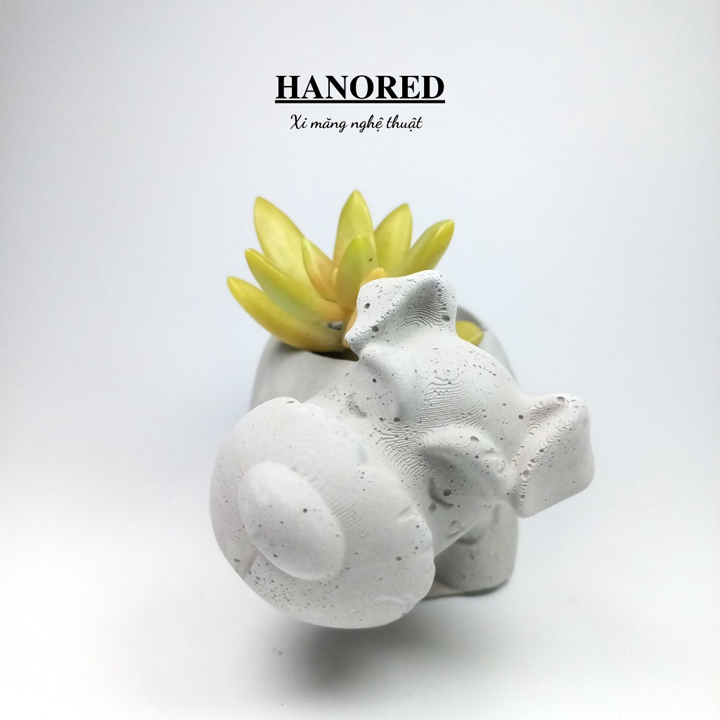 Chậu xi măng mini hình chú cún già trung thành HANORED trồng sen đá, xương rồng, tô tượng kích thước 13×7×6 (cm)