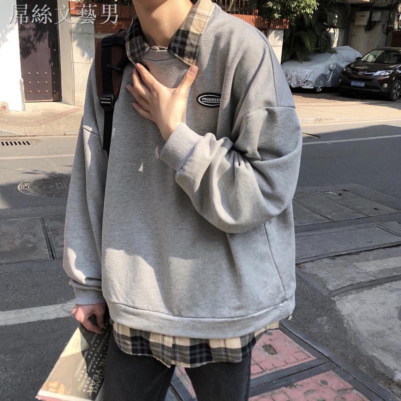 Áo Sweater Dáng Rộng Giả Nhiều Lớp Kiểu Hàn Quốc Cá Tính Cho Nam