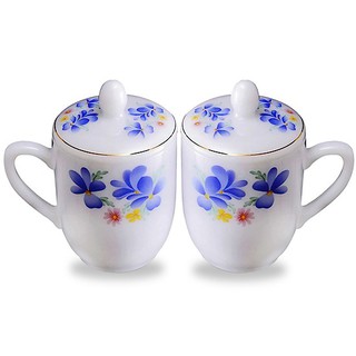 1 Ca Trà cốc Nước có Nắp 350ml, , bông Mai / Cúc, Thủy Tinh Ngọc Opal Glasware, Thái & Mỹ