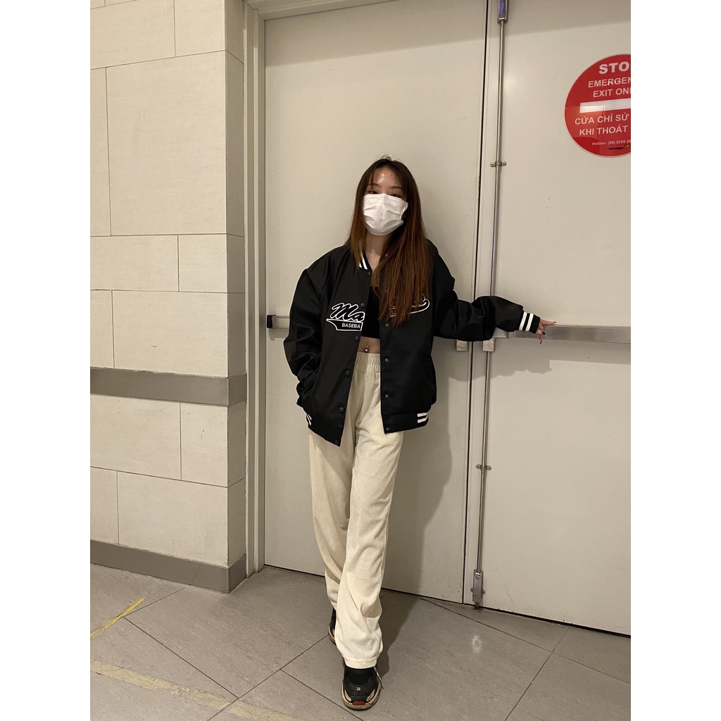 Áo Khoác Bomber Dù Varsity Jacket Nam Nữ MAR.CUS Logo Thêu 2 Lớp