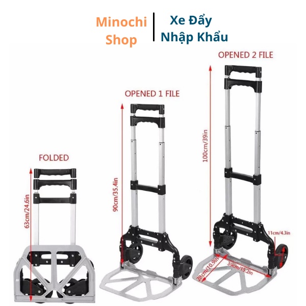 Xe Kéo Hàng 2 Bánh Đẩy Hành Lý Hợp Kim Nhôm Cao Cấp Xe Đẩy Gia Đình Gấp Gọn Tải Trọng 70Kg