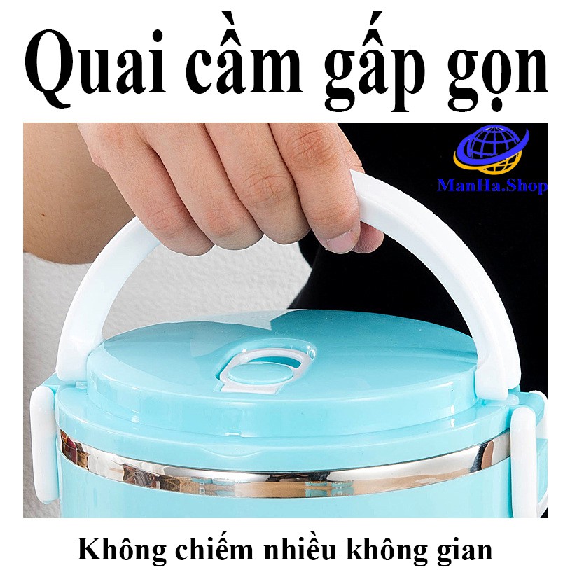 Cặp lồng inox giữ nhiệt 4 ngăn, Hộp cơm giữ nóng thức ăn 2 lớpm, Hàng chính hãng chất lượng cao