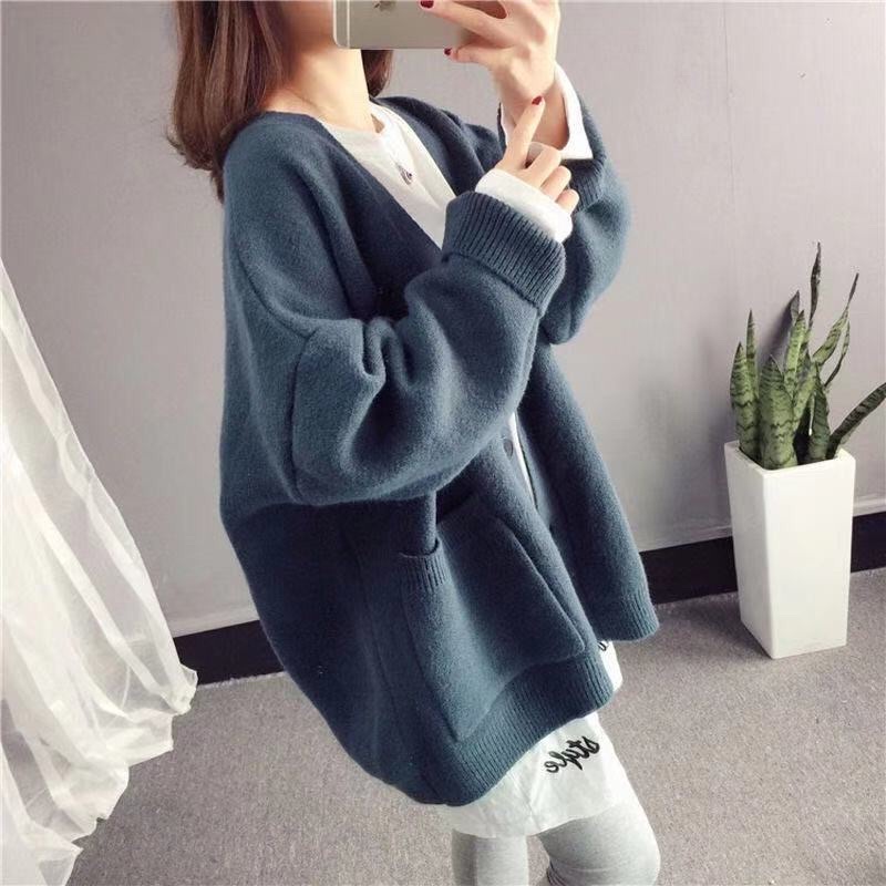 Áo khoác len form rộng mẫu mới nhất, áo khoác len cardigan có túi mẫu hàng QCCC