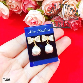 Bông tai nơ trái châu đính đá bền màu thiết kế cao cấp Orin T396