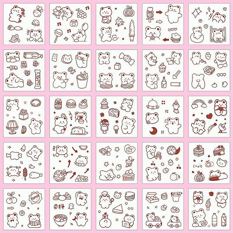 Sticker dán cute viền trong suốt tấm 8x8cm