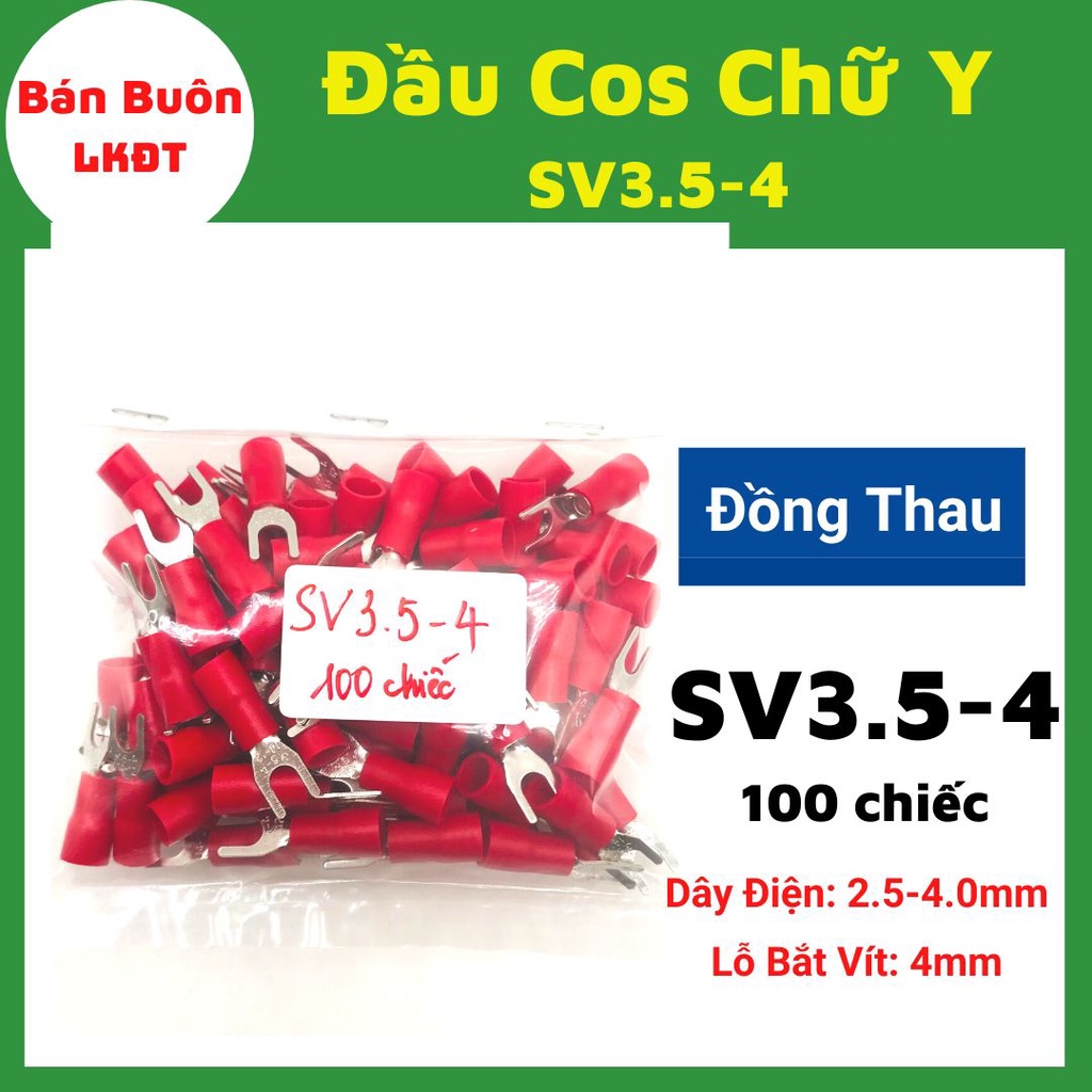 100 Đầu cos chữ Y3.5-4, SV3.5-4, cosy, cos chẻ, đầu cos chũ y