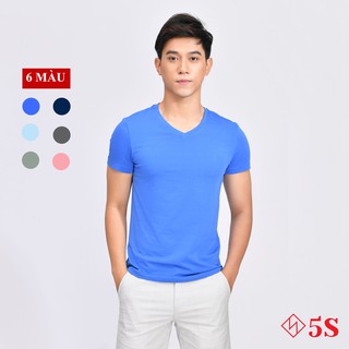 Áo Thun Nam Trơn 5S Tay Ngắn Cổ Tim, 5 Màu Cơ Bản, Dáng Ôm, Chất Liệu Thoáng Mát, Thấm Hút Mồ Hôi