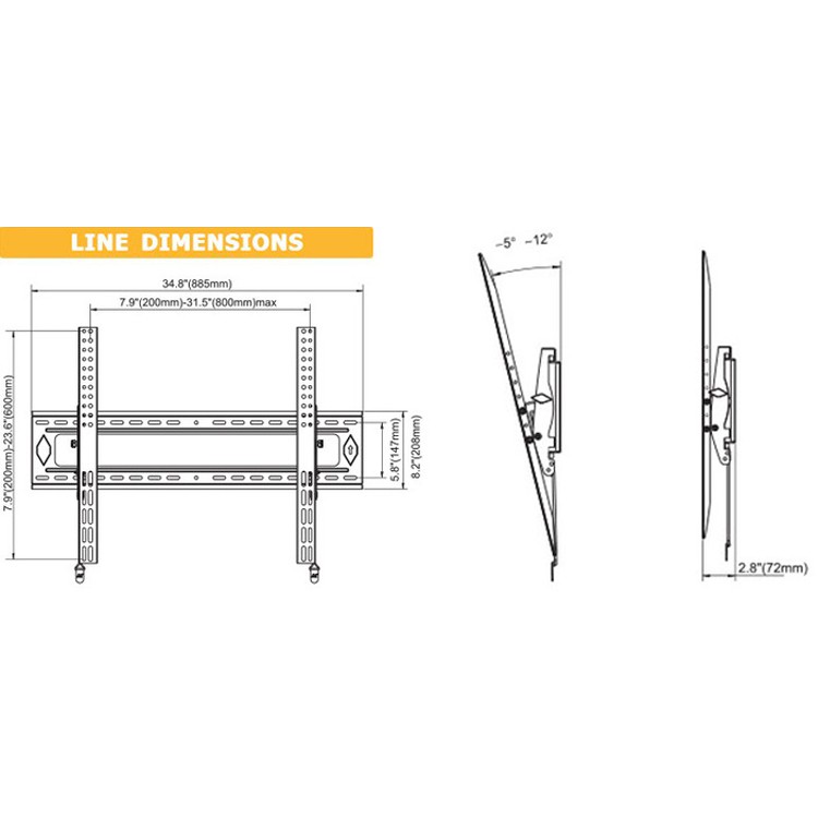 Giá treo tivi gật gù nhập khẩu DF90T cho tivi 70-90 inch