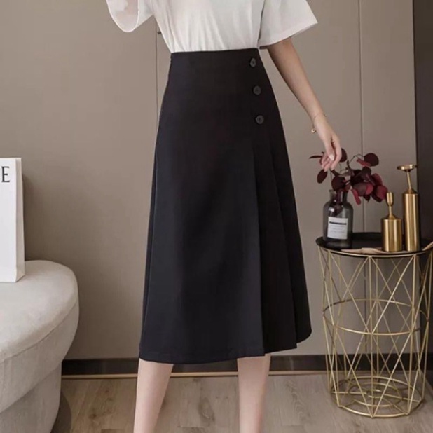 Chân váy công sở xinh dài qua gối_MJK001 chất đẹp mầu trắng đen deal tốt