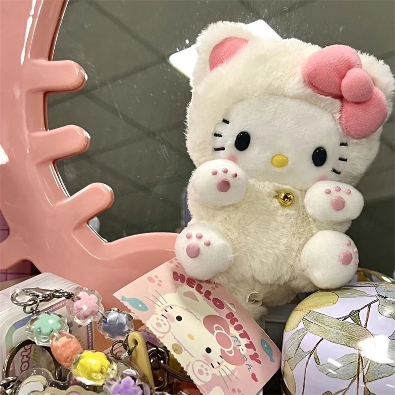 SANRIO Thú Nhồi Bông Hình Hello Kitty 10cm Trang Trí Ba Lô