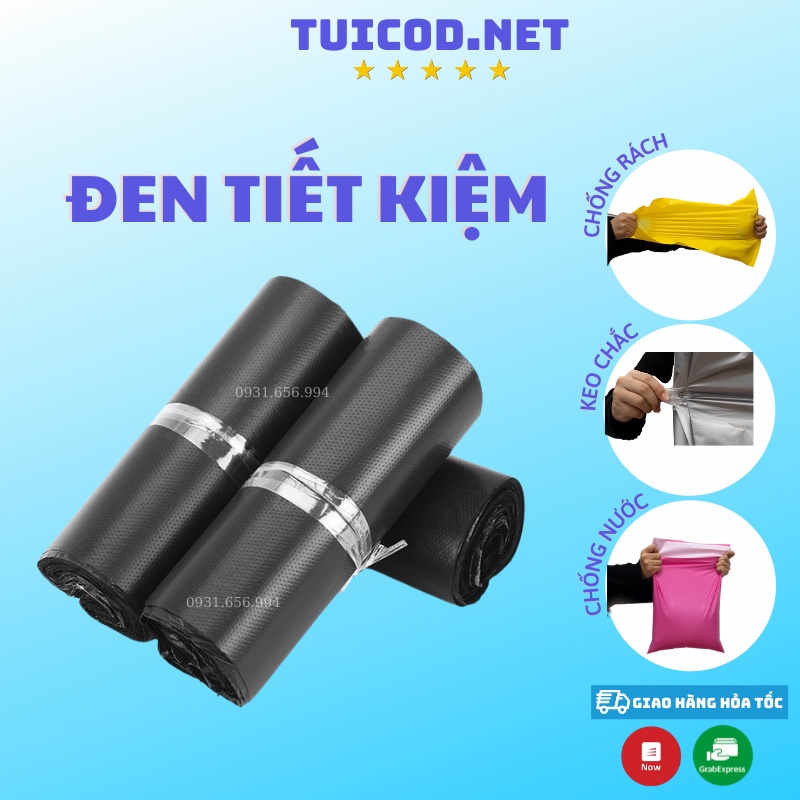 Túi Gói Hàng Màu Đen Tiết Kiệm Cuộn 100 Cái Có Sẵn Keo Dán Niêm Phong Giá Xưởng