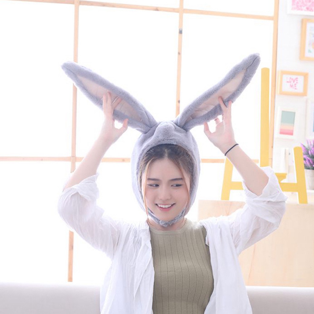 Mũ tai thỏ dài phối vải lông dễ thương dùng làm đạo cụ chụp hình