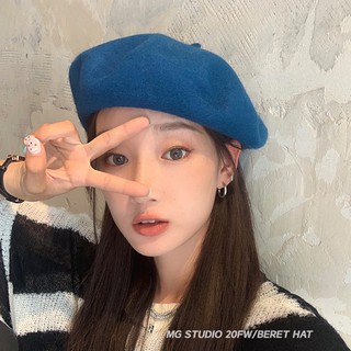 Nón beret len màu trơn phong cách thời trang Hàn Quốc cổ điển