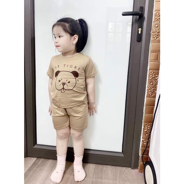 Bộ cộc tay Minky Mom chất thun lạnh họa tiết mặt CÚN đáng yêu cực đẹp cho bé trai, gái