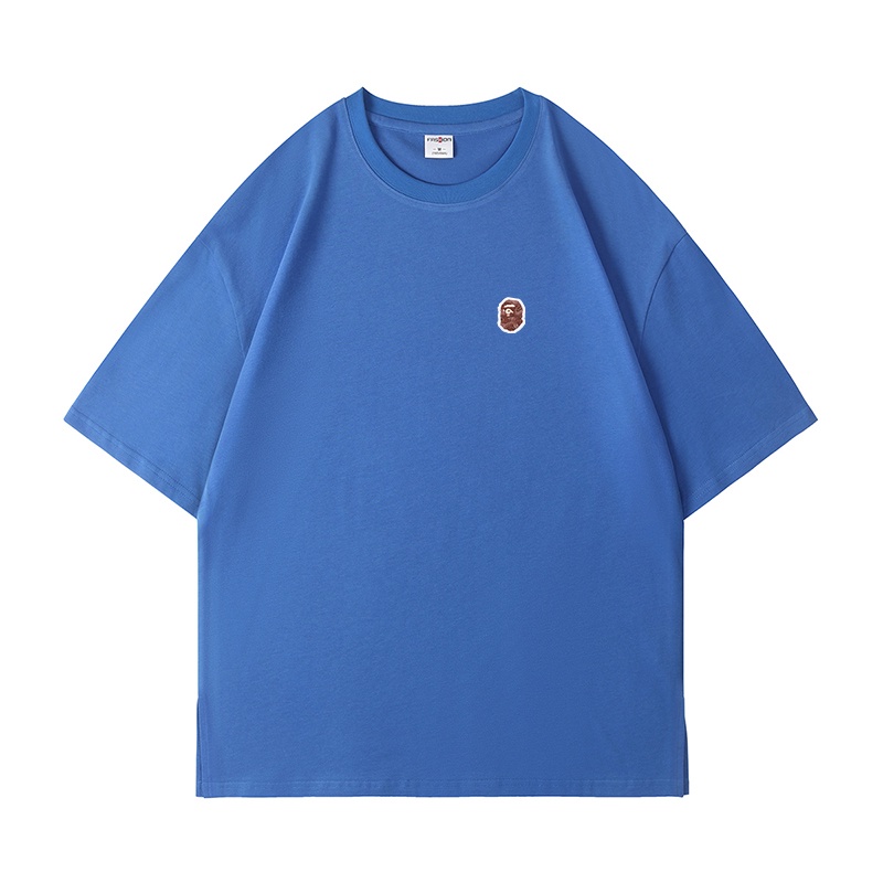 Áo Thun Tay Ngắn Dáng Rộng Màu Trơn In Logo Bape Thời Trang Mùa Hè Cho Nam