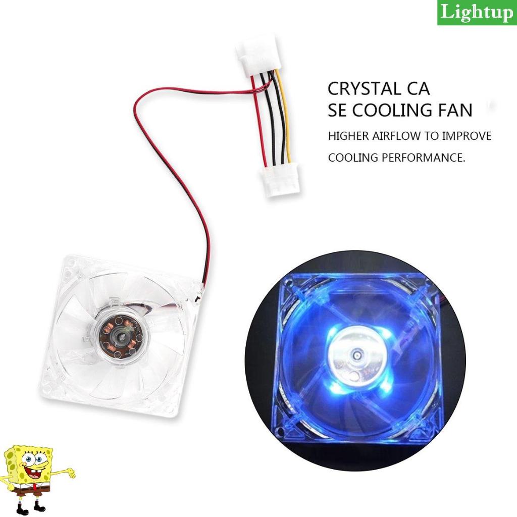 Quạt máy tính 4 LED 80mm 8025 8cm Im lặng Máy tính PC Case Cooler Fan Mod