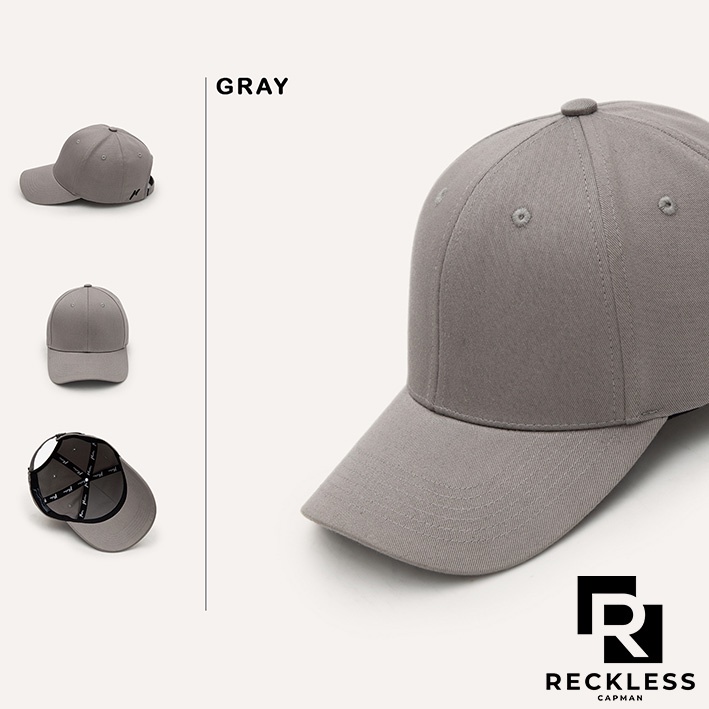 Nón Lưỡi Trai Màu Xám Trơn Reckless Capman, Nón Kết Trơn Signature Ballcap Vải Kaki Cotton