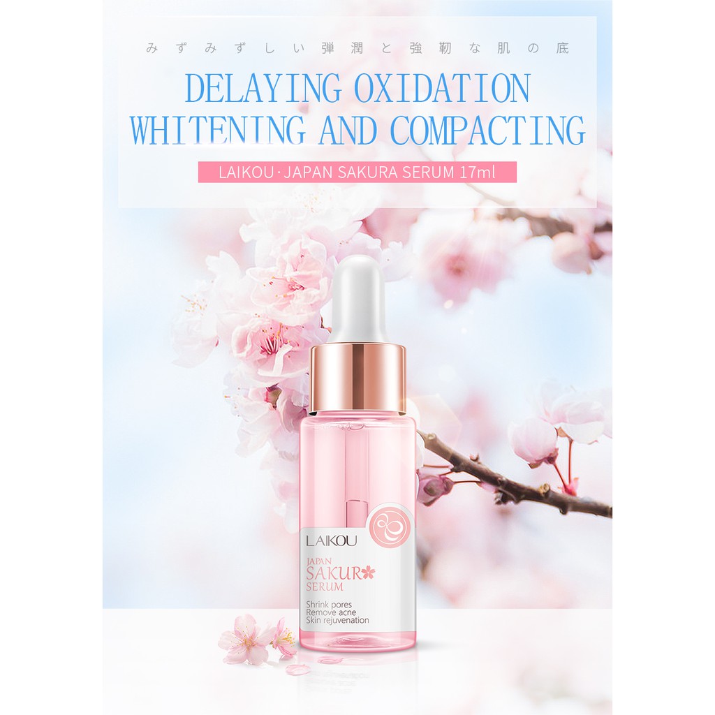 Serum hoa anh đào LAIKOU thu nhỏ lỗ chân lông chống lão hóa với axit hyaluronic dưỡng ẩm chuyên dụng 17ml