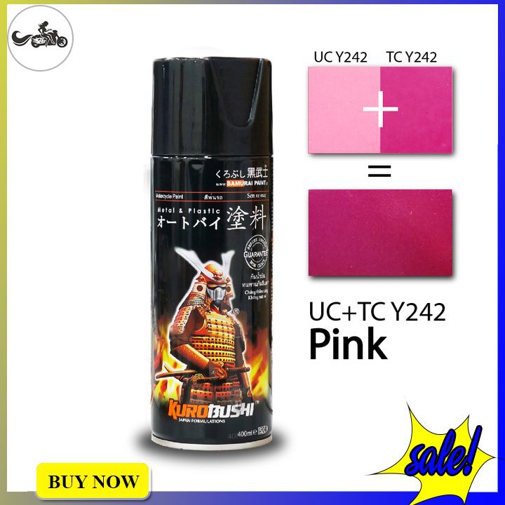 Sơn xịt Samurai màu hồng tươi sử dụng hệ thống màu hai lớp UCY242* + TCY242**