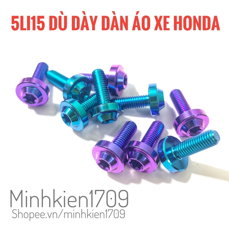 (GR5 XỊN) Ốc titan 5li15 ren nhuyễn dàn áo xe honda