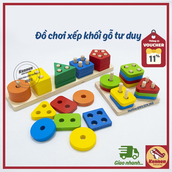 Đồ chơi xếp khối gỗ tư duy LOẠI ĐẸP