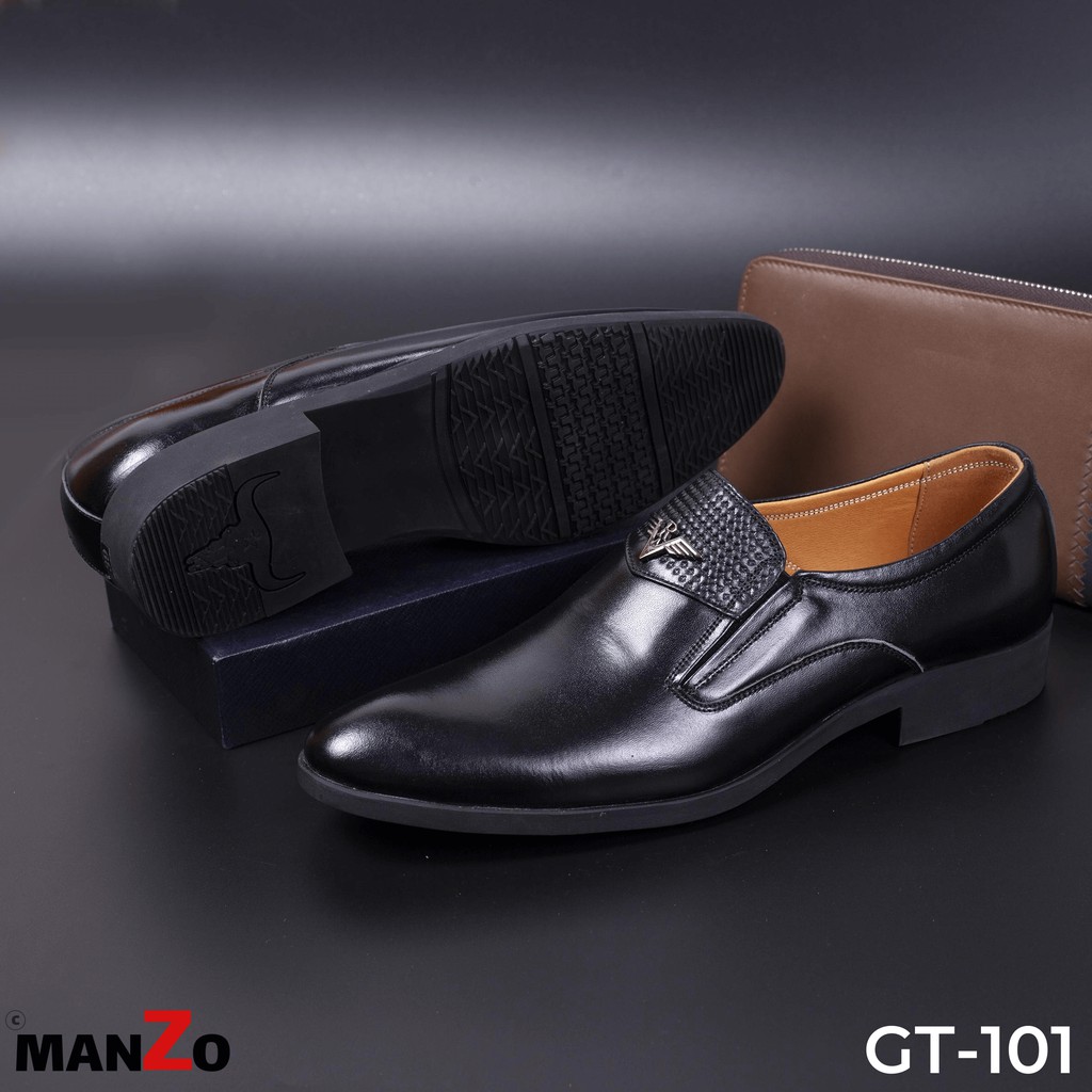 Đen và nâu - Giày Công sở tăng chiều cao da bò thật – Manzo store – GT101