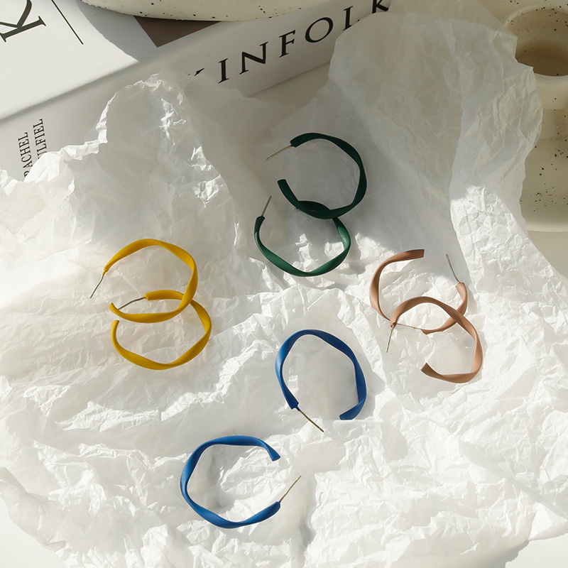 Khuyên tai tròn mạ bạc 925 phong cách đơn giản retro xinh xắn