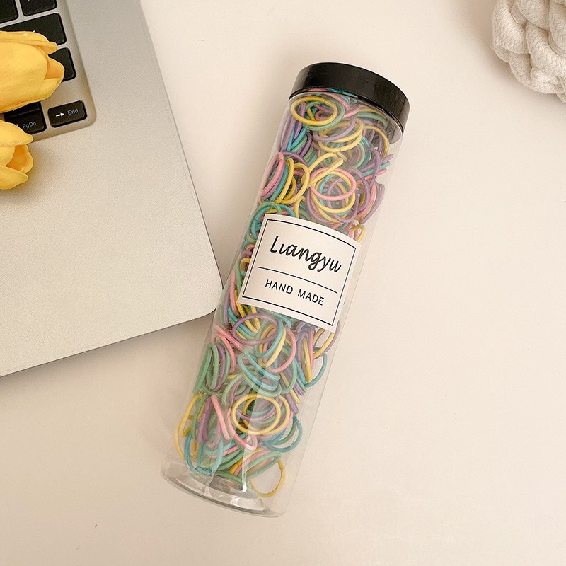 Hộp 300 sợi chun buộc tóc nhiều màu cho bé gái