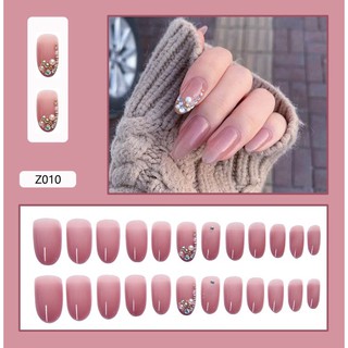 Bộ 24 Móng Tay Giả Đính Đá Cao Cấp